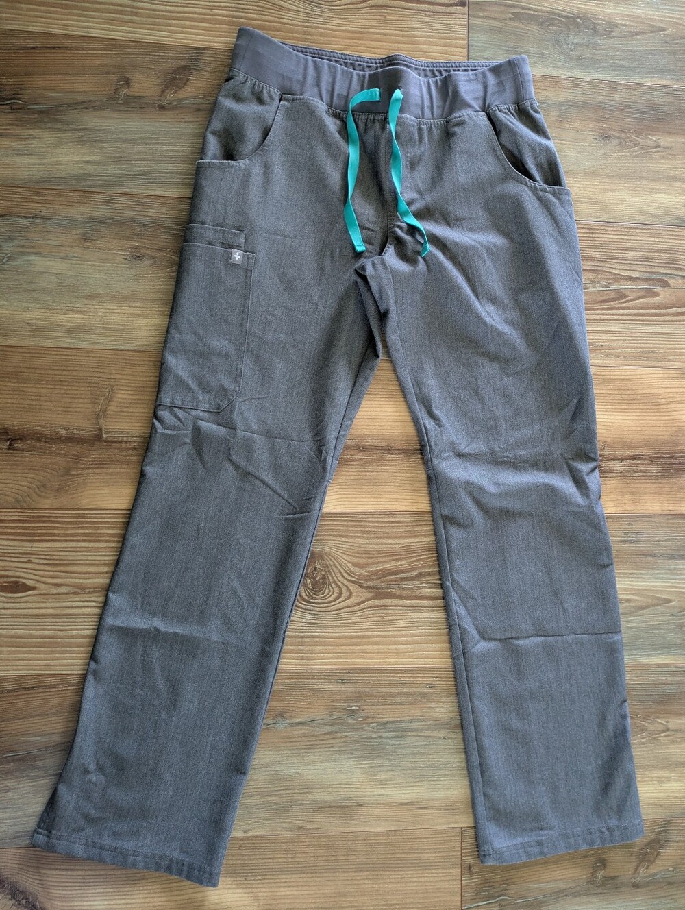 FIGS Technical Collection Gray Teal Drawstring Scrub Pants T21004 Small